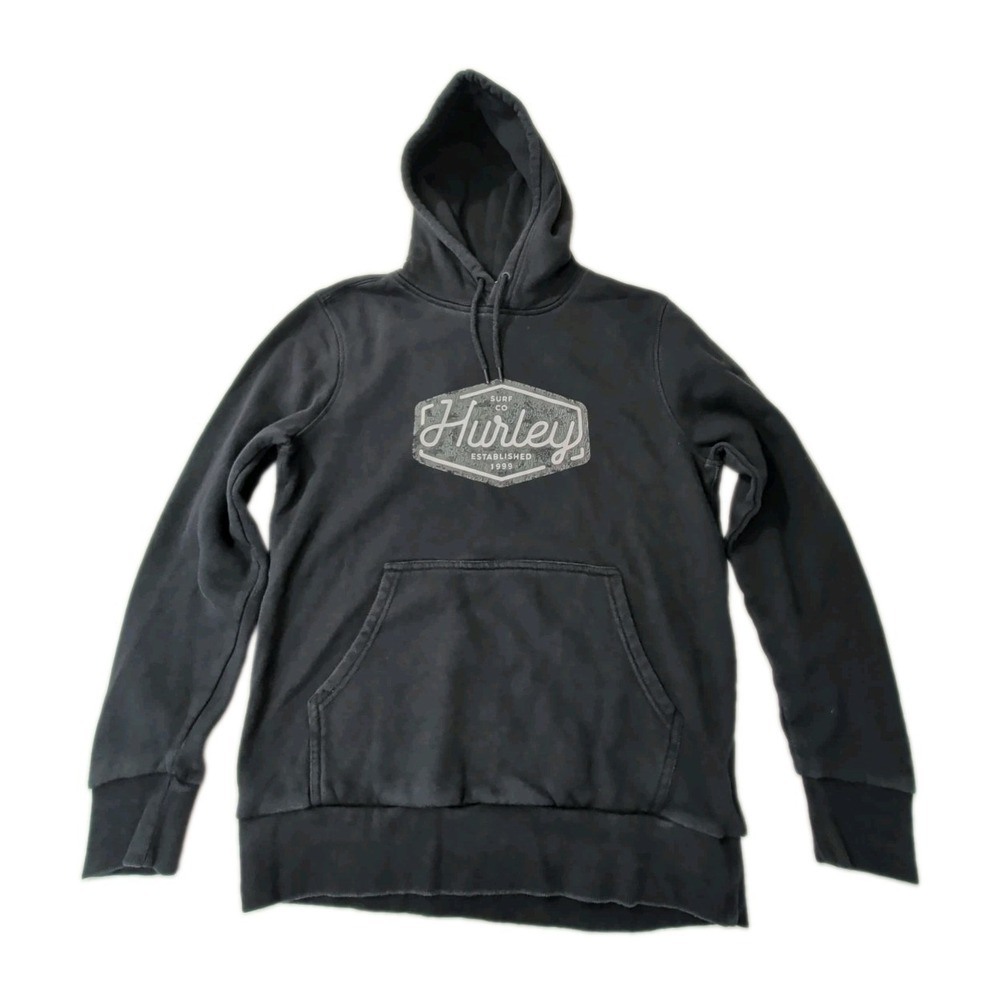 Hurley Hoodie Sweatshirt Men S Black Logo Fleece Lined Surf Skate Grunge